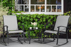 Vongrasig 3 Piece Outdoor Rocking Bistro Set, Textilene Fabric Small Patio Furniture Set, Front Porch Rocker Chairs Conversation Set with Glass Table for Lawn, Garden, Balcony, Poolside (Light Gray) - Image 8