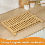Bamboo Dish Drying Rack, Collapsible 2-Tier Dish Drainer Kitchen Plate Rack - Image 3