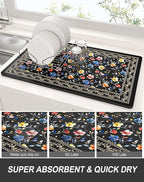 Rnivvi Dish Drying Mat for Kitchen Counter, 12 x 19" Cute Flower Theme Super - Image 3