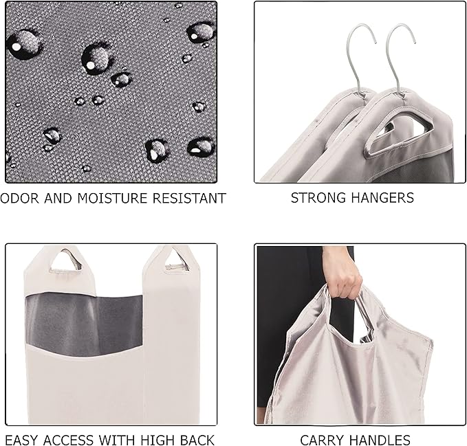 The Fine Living Co. Hanging Laundry Hamper Bag, Heavy Duty Hanger, Space Saving - Image 4