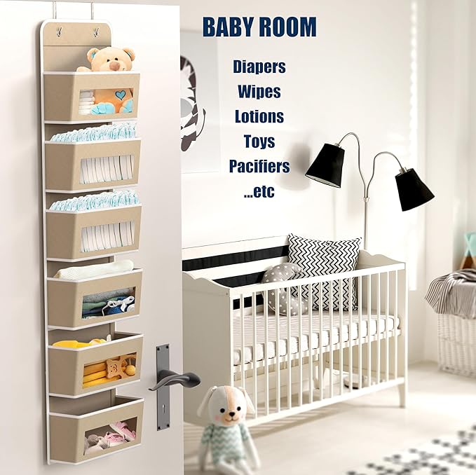 Simple Houseware 6 Clear Window Pocket Over Closet Door Storage Hanging - Image 3
