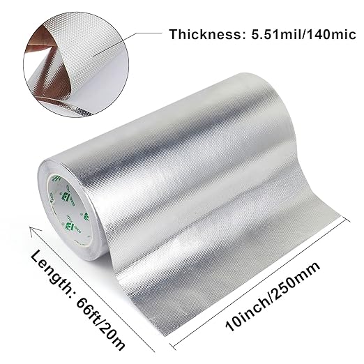 BOMEI PACK Adhesive Aluminum Foil Heat Shield Tape 10inch x 66ft Barrier - Image 2