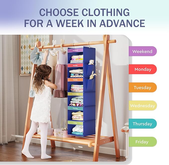 YOUDENOVA 6-Shelf Weekly Hanging Closet Organizer, Weekly Clothes Organizers - Image 5