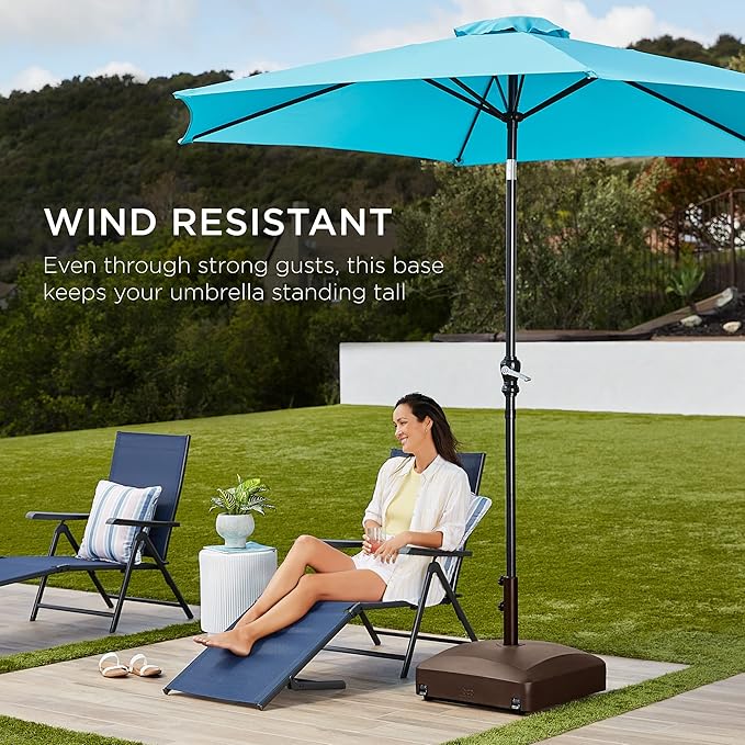 Best Choice Products 123lb Capacity Fillable Mobile Umbrella Base Heavy Duty Market Stand for Patio, Deck, Poolside w/ 4 Wheels, 2 Locks, 2 Knobs, Wind-Resistant Design - Bronze - Image 3