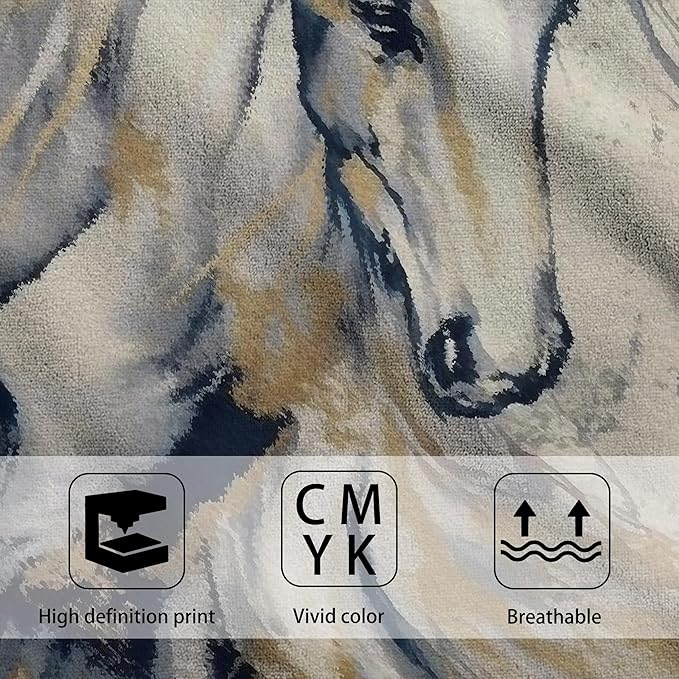 Golden Horse Oil Painting Kitchen Hand Towel Set of 2, Abstract Art Painting - Image 3