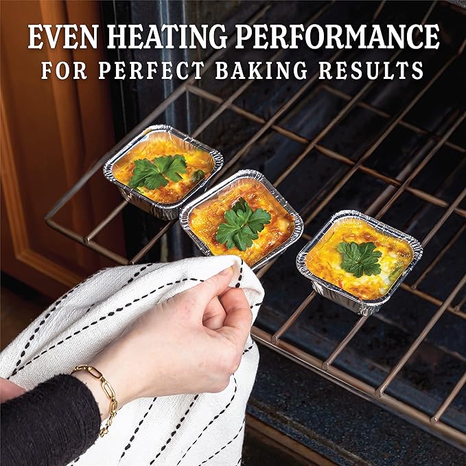 PLASTICPRO Disposable 3'' X 3 X 2'' Inch Square Aluminum Tin Foil Baking Pans - Image 3