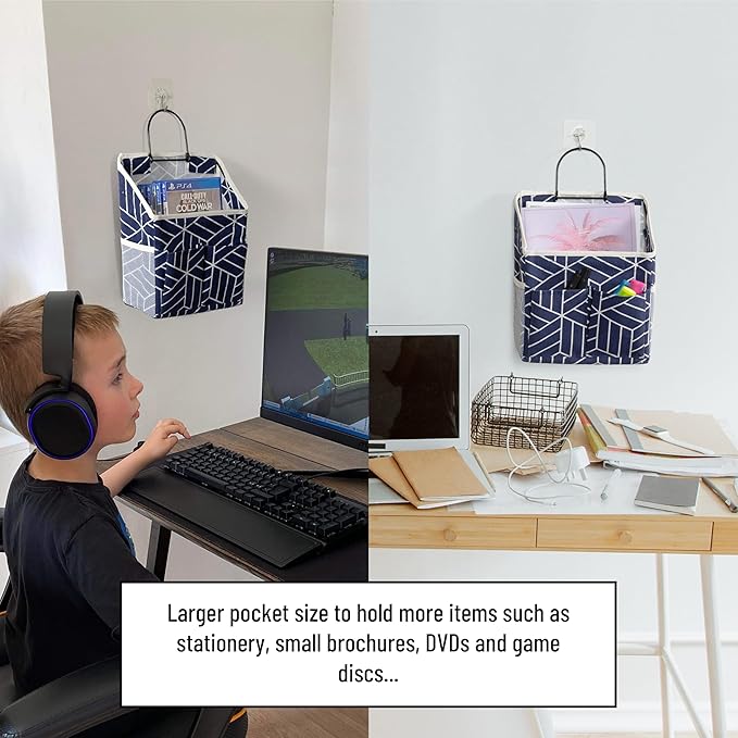 2pcs Wall Hanging Storage Bag, Small Door Closet Linen Fabric Pockets Organizer - Image 4