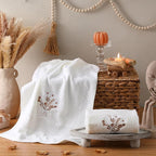 2 Pcs Boho Flowers Hand Towels Beige Bathroom Wildflowers Decor 14x29 Inch - Image 4