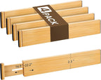 Bamboo Drawer Divider Set of 4, Adjustable Spring-Loaded Drawer Organizer by NCUE