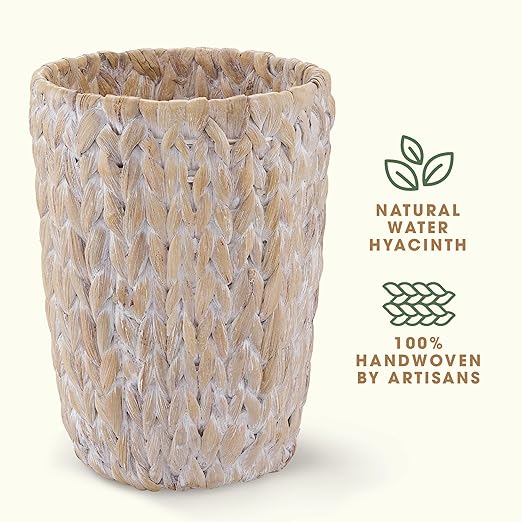 2-Pack White Wicker Trash Cans - Image 5