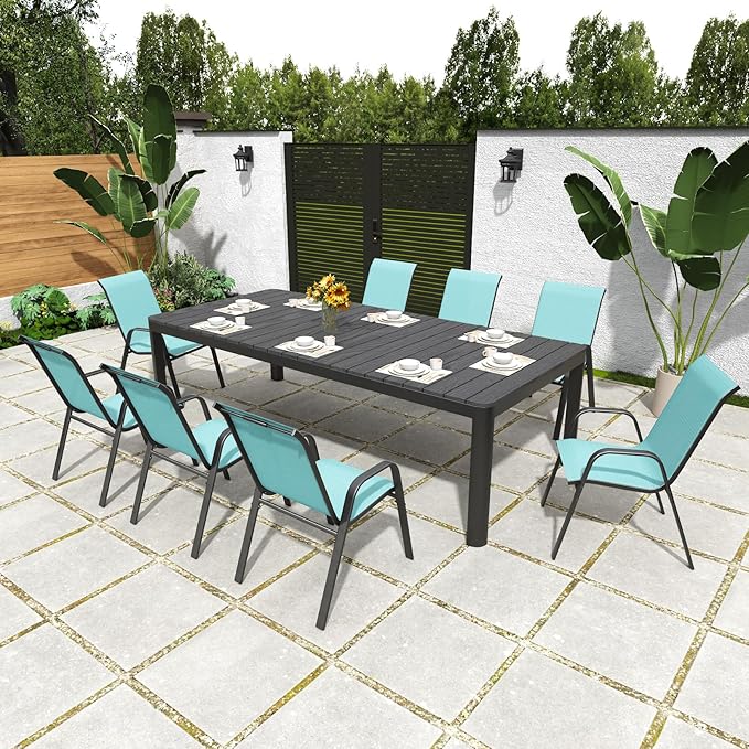 Patio Chairs Set of 6, Stackable Outdoor Dining Chairs for All Weather Textilene Fabric & Metal Frame, Outdoor Chairs Set for Backyard Deck Garden - Image 7