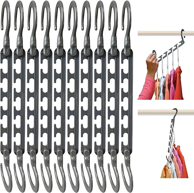 Wonder Hanger Max 10-Pack Space Saving Hangers, Reinforced Hooks Swivels 360° by WONDERHANGER