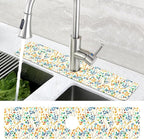 Abstract Watercolor Leaves Sink Faucet Absorbing Mat Sink Splash Guard Faucet - Image 4