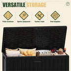 JUMMICO 250 Gallon Outdoor Resin Deck Box with Divider, Waterproof Storage Box with Lockable Lid&Side Handles for Garden Tools, Pools Supplies (Black) - Image 3