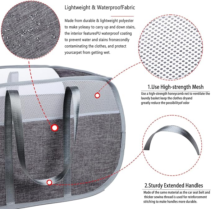 pop-up laundry basket，with Durable Handles collapsible Mesh laundry Hamper - Image 3