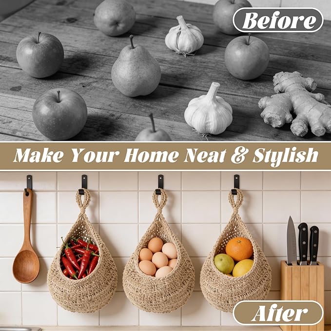 3 Pcs Larger Boho Wall Hanging Fruit Baskets - Image 6