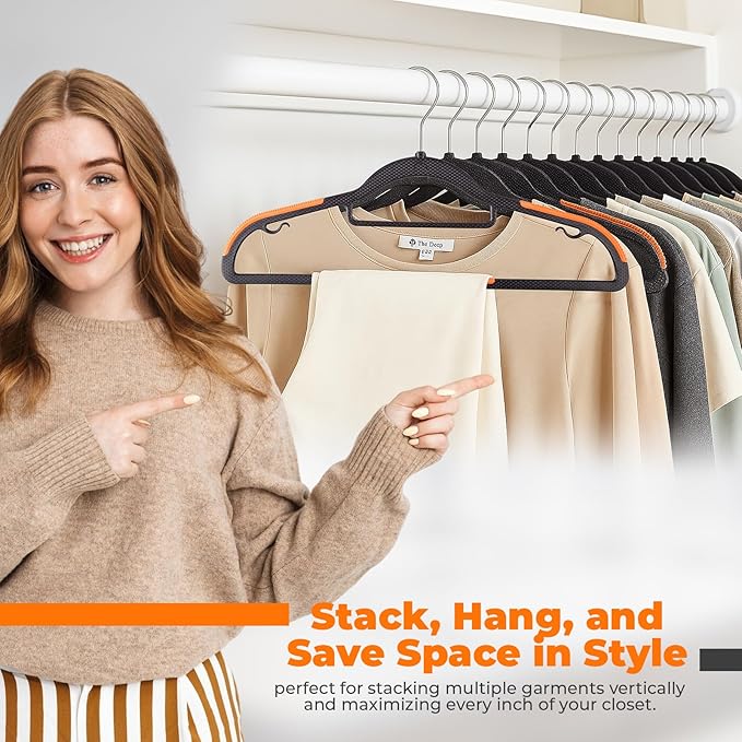 Plastic Hangers 10 Pack, Cascading Slim Space Saving Clothing Hangers - Image 8