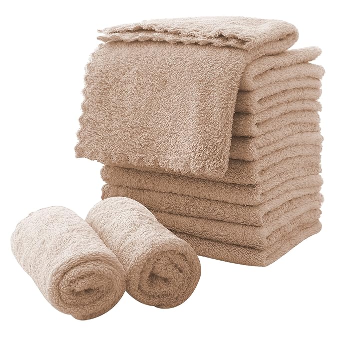 MOONQUEEN Microfiber Facial Cloths Fast Drying Washcloth 12 Pack by MOONQUEEN
