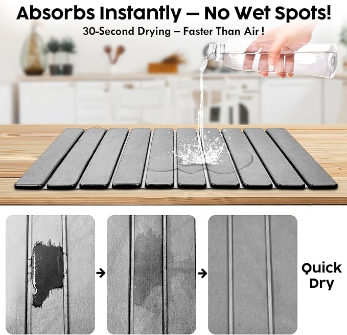 Large Stone Dish Drying Mat for Kitchen Counter, Premium Diatomaceous Earth - Image 6