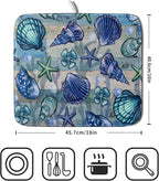 Starfish Seashell Dish Drying Mat 16x18 inch Coastal Beach Dish Drainer Rack - Image 2