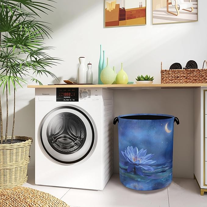 Water Lily Laundry Basket, Moon Oxford Cloth Laundry Hamper - Image 8