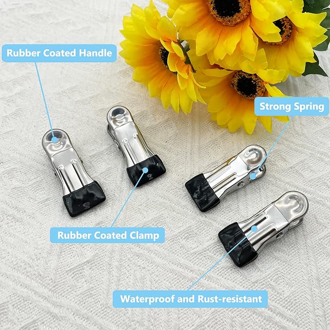 Clothes Pins for Hanging Clothes, 32 Pack Stainless Steel Black Clothespins for - Image 3