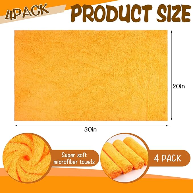 4 Pcs Extra Large Microfiber Cleaning Cloth, Lint and Streak Free - Image 2