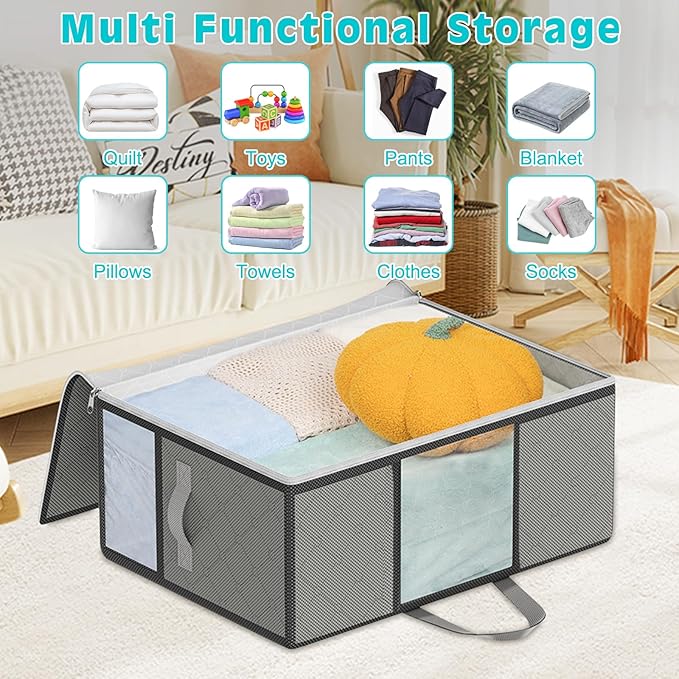 2Pack 105L Extra Large Blanket Comforter Storage Bags, Foldable Storage Bags - Image 2
