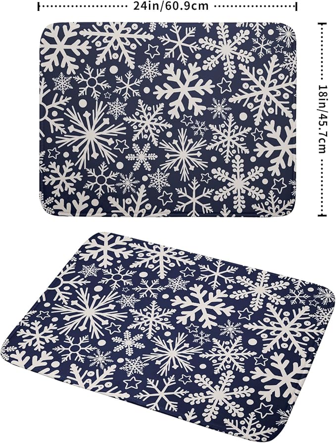 Dark Blue Winter Dish Drying Mat - Image 2