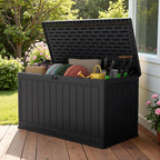 Devoko 160 Gallon Double-Wall Deck Box with Divider, Side Handles, HDPE Outdoor Large Storage Box Waterproof and Lockable for Patio Furniture, Garden, Pool (Black, 160 Gallon) - Image 7