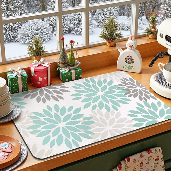 Findosom Floral Dish Drying Mat, Cuttable Drying Mat - Image 8