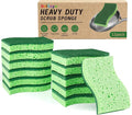 12 Count Heavy Duty Scrub Sponges, Long Lasting Cleaning Sponges by Derloyo