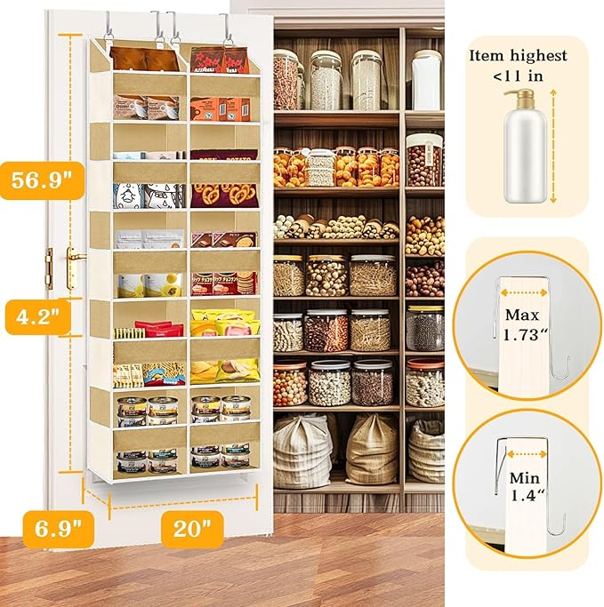 Over the Door Organizer 5 Tiers, Extra Large Behind Door Storage of 10 - Image 3