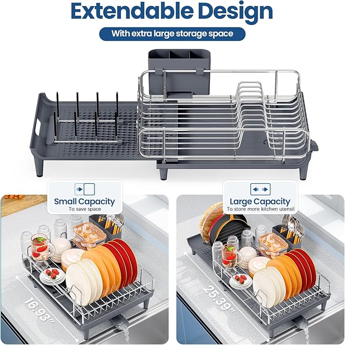 TOOLF Expandable Dish Rack, Dish Drying Rack - Image 3