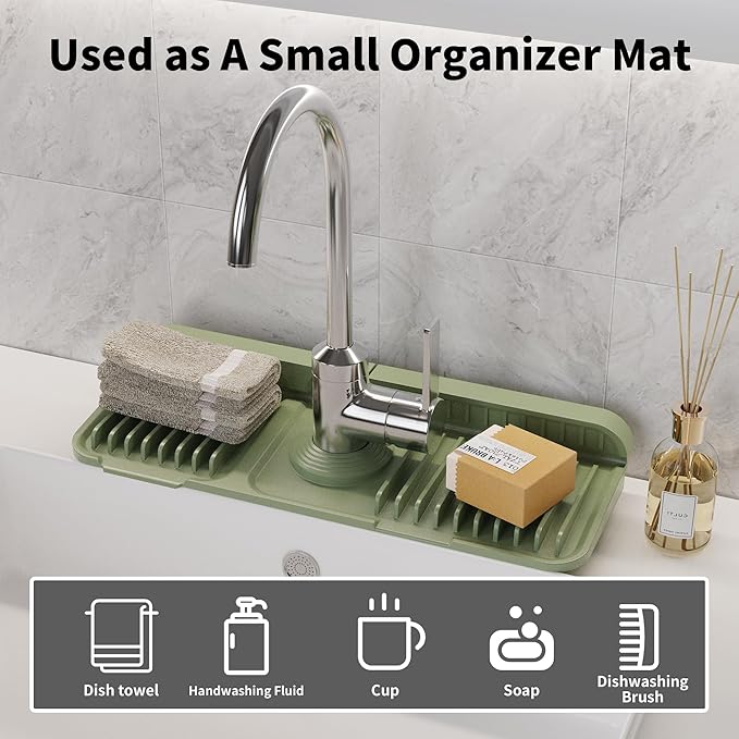 WAFT YEARN 14X5 Inch Silicone Durable Faucet Mat Kitchen Sink Splash Guard - Image 5