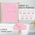 Pink Towels - 100% Cotton, Quick Dry, Lightweight, Towel Set of 6, 2 Large Bath - Image 3