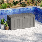 Patiowell 120 Gallon Large Deck Box, Outdoor Lockable Storage Box for Gardening Tools, Waterproof Deck Box for Patio Furniture, Light Brown - Image 2