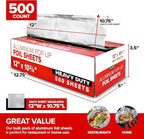 12' Ultra Heavy Duty Pop Up Deli Aluminum Foil, 500 Pre-Cut Sheets, Hot Dog or - Image 2