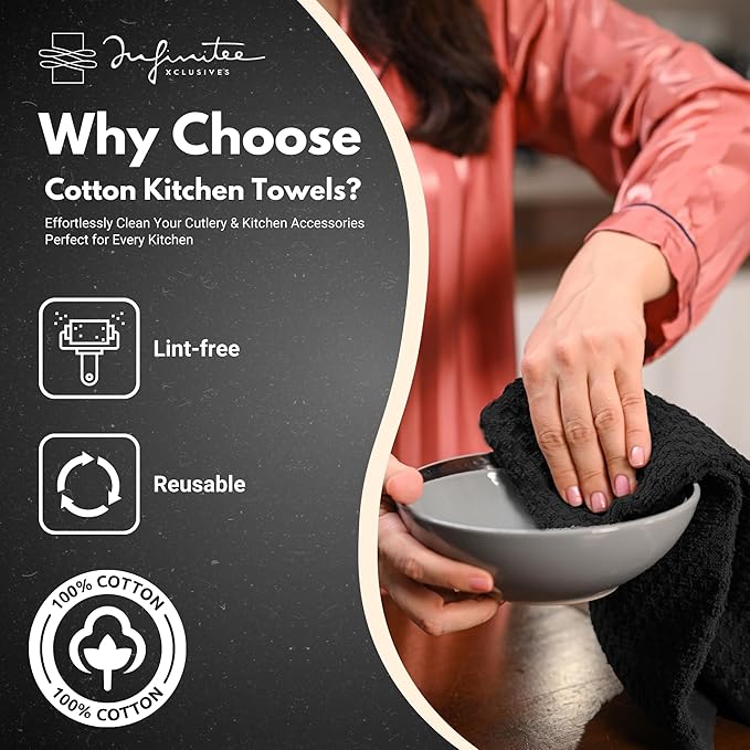 Infinitee Xclusives Premium Kitchen Towels – Pack of 3, 100% Cotton |15 x 25| - Image 2