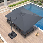 PURPLE LEAF 9'×11.5' Cantilever Patio Umbrella with Base Rectangle Offset Outdoor Umbrella Cover with Zipper for Garden Deck Pool Grey - Image 2