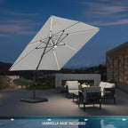 PURPLE LEAF 10 Feet Patio Umbrella with Base Outdoor Cantilever Solar Powered LED Square Umbrella Aluminum Offset Umbrella with 360-degree Rotation for Garden Deck Pool Patio White - Image 2