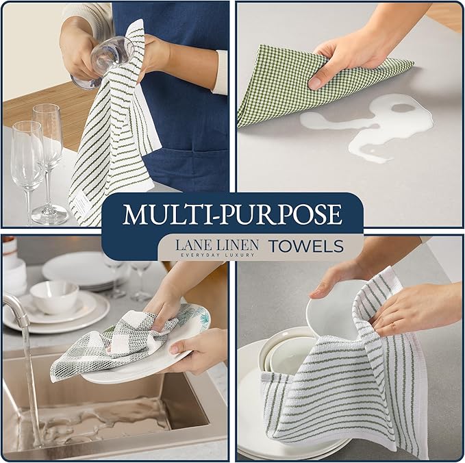 LANE LINEN Dish Towel and Dishcloth Set - Image 4