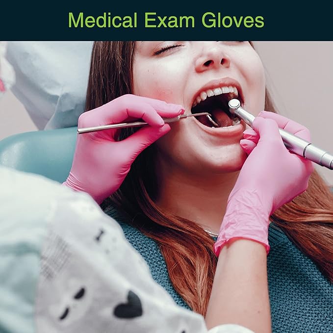 FifthPulse Pink Vinyl Disposable Gloves - Image 2
