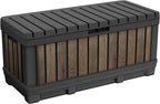 Keter Signature Collection 92 Gallon Resin Deck Box Organization and Storage Box for Patio Outdoor Cushions, Throw Pillows, Garden Tools and Pool Supplies, Walnut by Keter