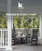 KINGYES Oversized Outdoor Rocking Chair, All-Weather Patio Rocking Chairs for Porch, HDPE Outdoor Patio Rockers with High Back & Wide Seat for Garden, Lawn, Black - Image 10