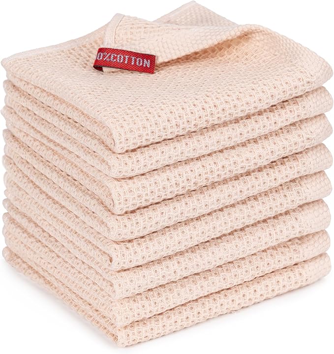 BOOMIBOO 8-Pack Kitchen Dish Cloths, 100% Cotton Waffle Weave, Ultra Soft by BOOMIBOO