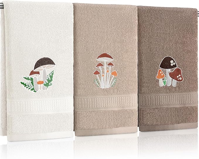 3 Pcs Mushroom Decorative Hand Towels by Unknown