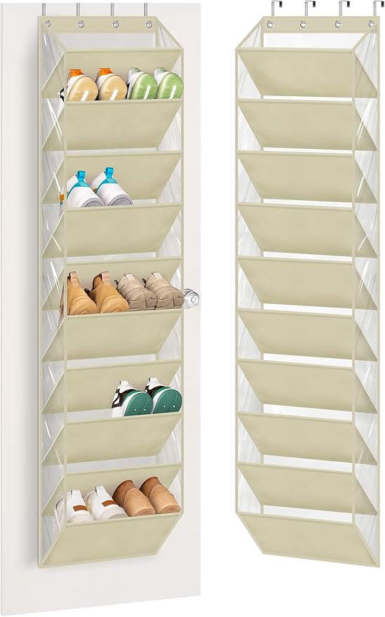 AOODA 10 Tier Clear Over The Door Shoe Organizer Storage, Deep Pockets Large by AOODA