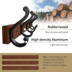 Solid Wood Wall Mounted Coat Rack, Heavy Duty 5 Hook Wooden Hanger - Image 3