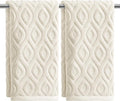 Artoid Mode 2 Pcs Beige 3D Diamond Grid Jacquard Hand Towels by ArtoidMode